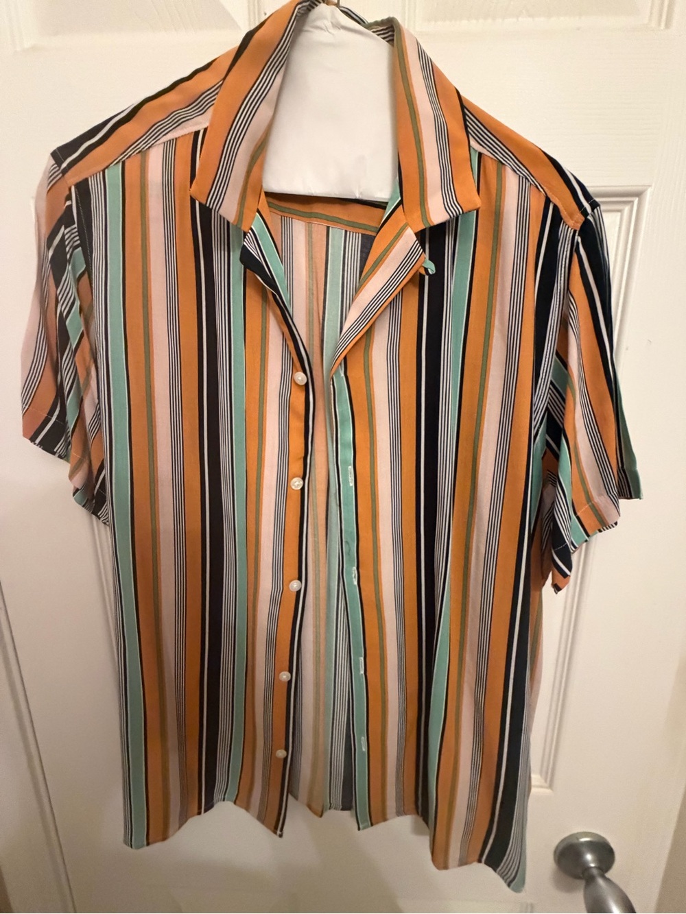 Men's Short-Sleeve Striped Button-Up Shirt - Multi-Color